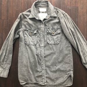 Grey denim button up